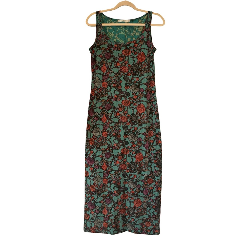 Peruvian Connection Art Nouveau Pima Cotton Tank Maxi Dress, Sz S - Picture 3 of 13